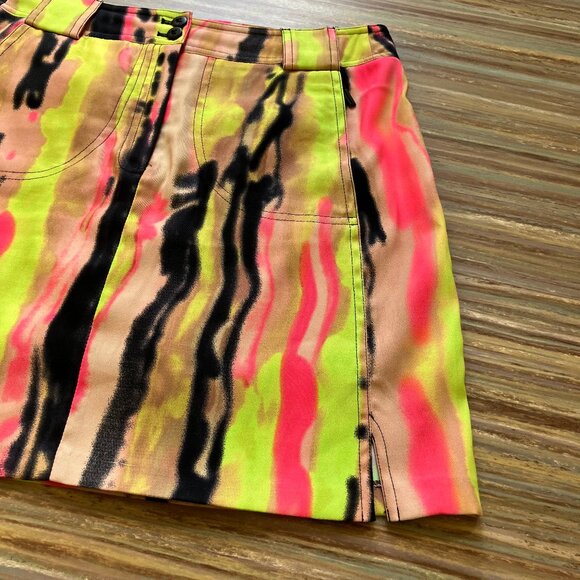Jamie Sadock Neon Stripe Print Golf Skort Built In Stretch Shorts Zip Pockets - Picture 2 of 8